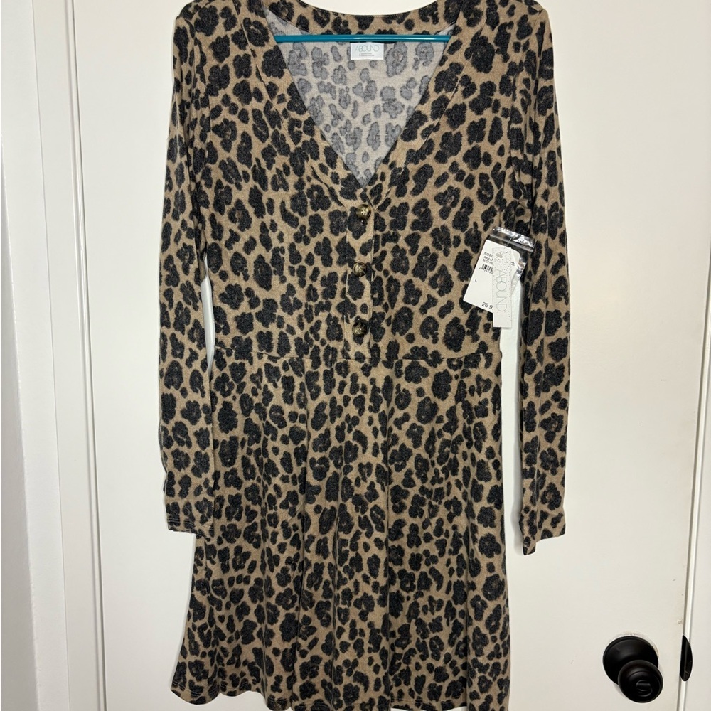 Abound Brown and Black V-Neck Long Sleeve Sundress